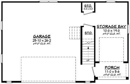 Cottage, Country, Craftsman, Farmhouse 3 Car Garage Apartment Plan 80808 First Level Plan