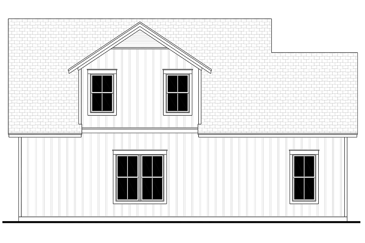 Country, Craftsman, Farmhouse 3 Car Garage Apartment Plan 80809 with 1 Beds, 1 Baths Rear Elevation