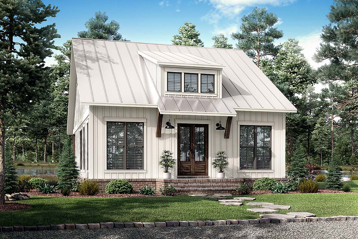 Cottage, Farmhouse, French Country, Southern House Plan 80810 with 2 Beds, 1 Baths Elevation