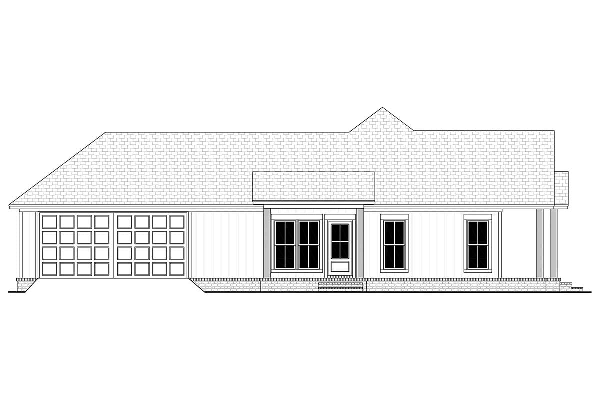 Cottage, Country, Farmhouse Plan with 1301 Sq. Ft., 2 Bedrooms, 2 Bathrooms, 2 Car Garage Picture 3