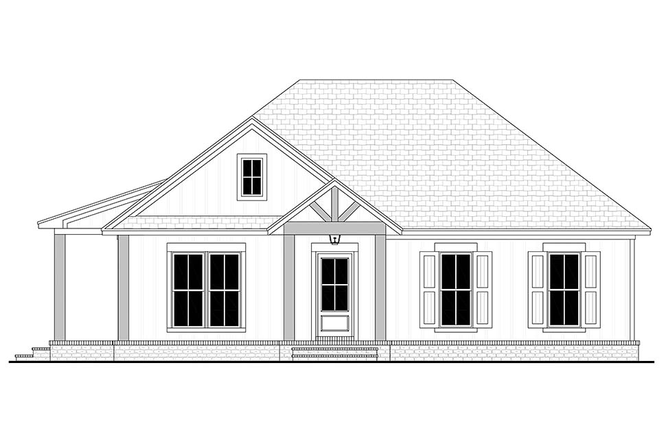 Cottage, Country, Farmhouse Plan with 1301 Sq. Ft., 2 Bedrooms, 2 Bathrooms, 2 Car Garage Picture 4