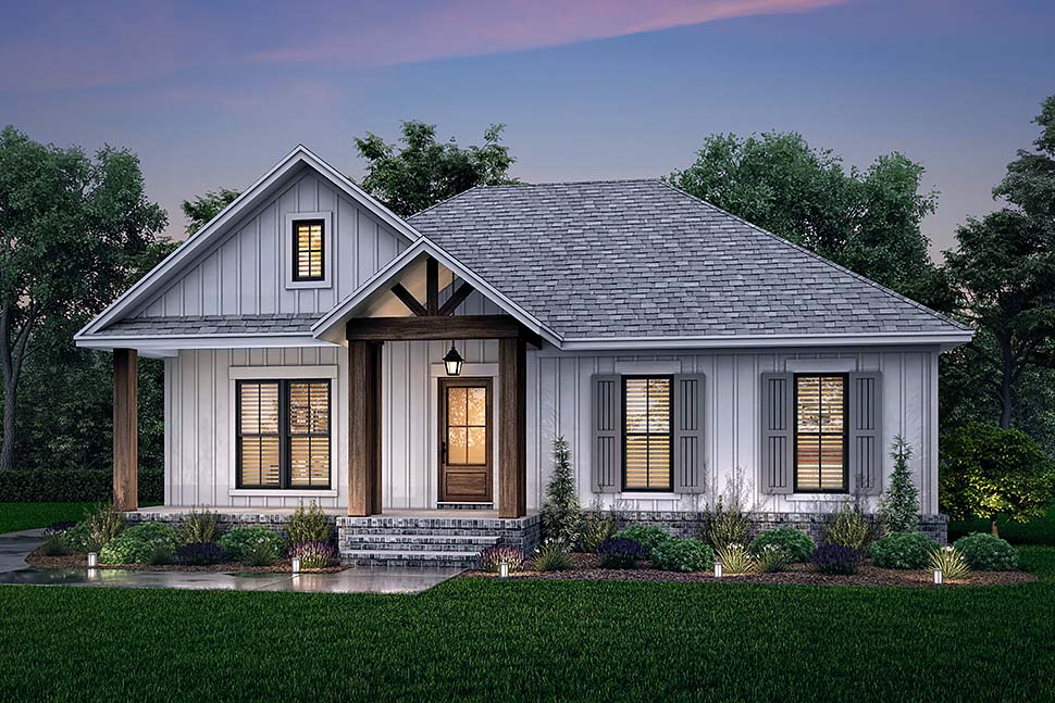 Cottage, Country, Farmhouse Plan with 1301 Sq. Ft., 2 Bedrooms, 2 Bathrooms, 2 Car Garage Picture 5