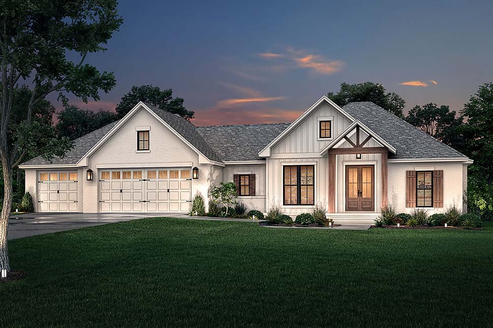 Country, Farmhouse, Traditional Plan with 2002 Sq. Ft., 3 Bedrooms, 2 Bathrooms, 3 Car Garage Picture 5