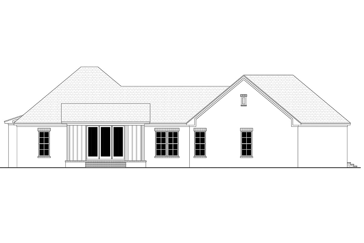 Country, Farmhouse, Traditional House Plan 80812 with 3 Beds, 2 Baths, 3 Car Garage Rear Elevation