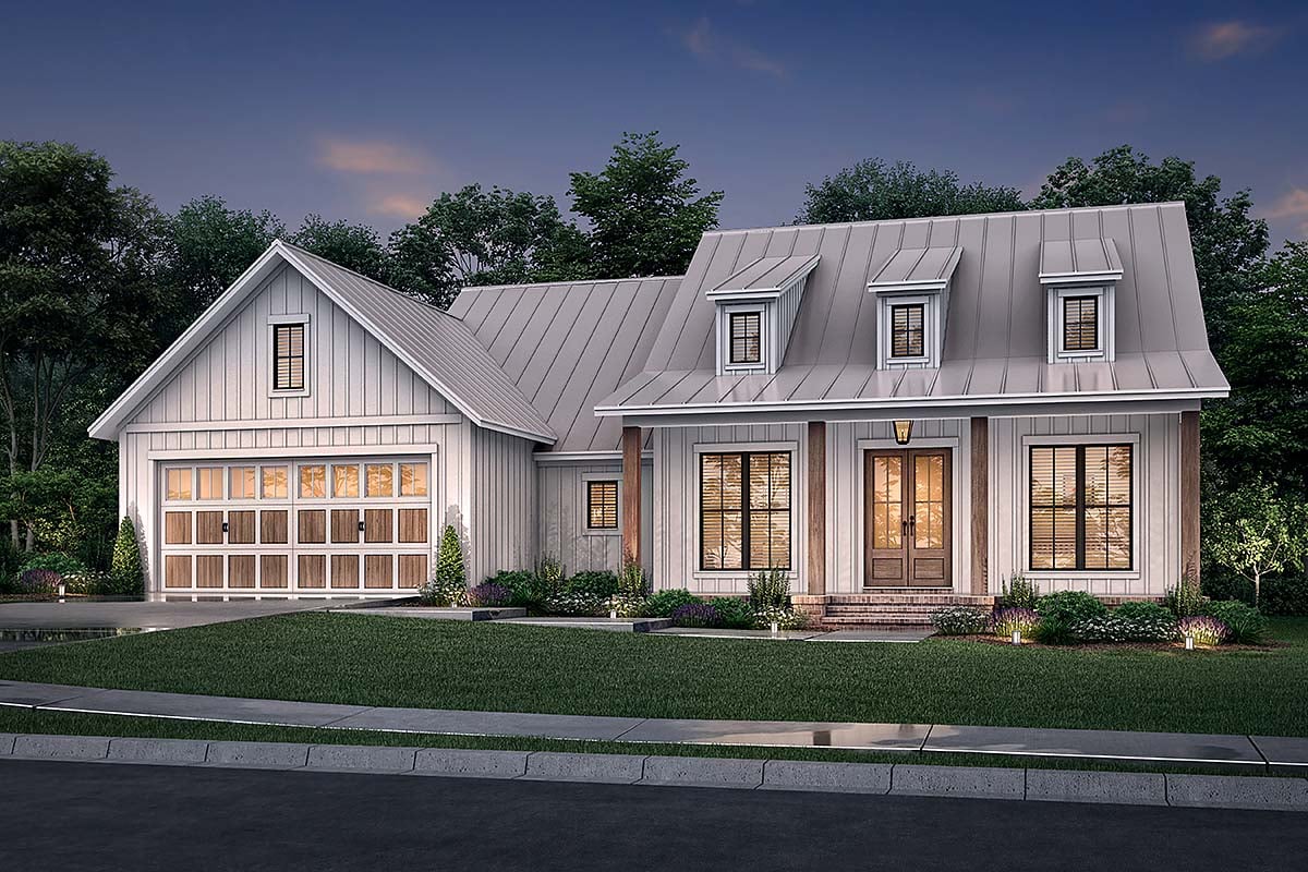 Country, Farmhouse Plan with 1740 Sq. Ft., 3 Bedrooms, 2 Bathrooms, 2 Car Garage Elevation