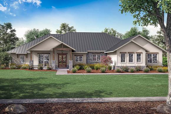 Country, Farmhouse, Ranch House Plan 80814 with 3 Beds, 4 Baths, 3 Car Garage Elevation