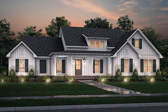 Country, Farmhouse, Traditional House Plan 80816 with 3 Beds, 3 Baths, 2 Car Garage Elevation