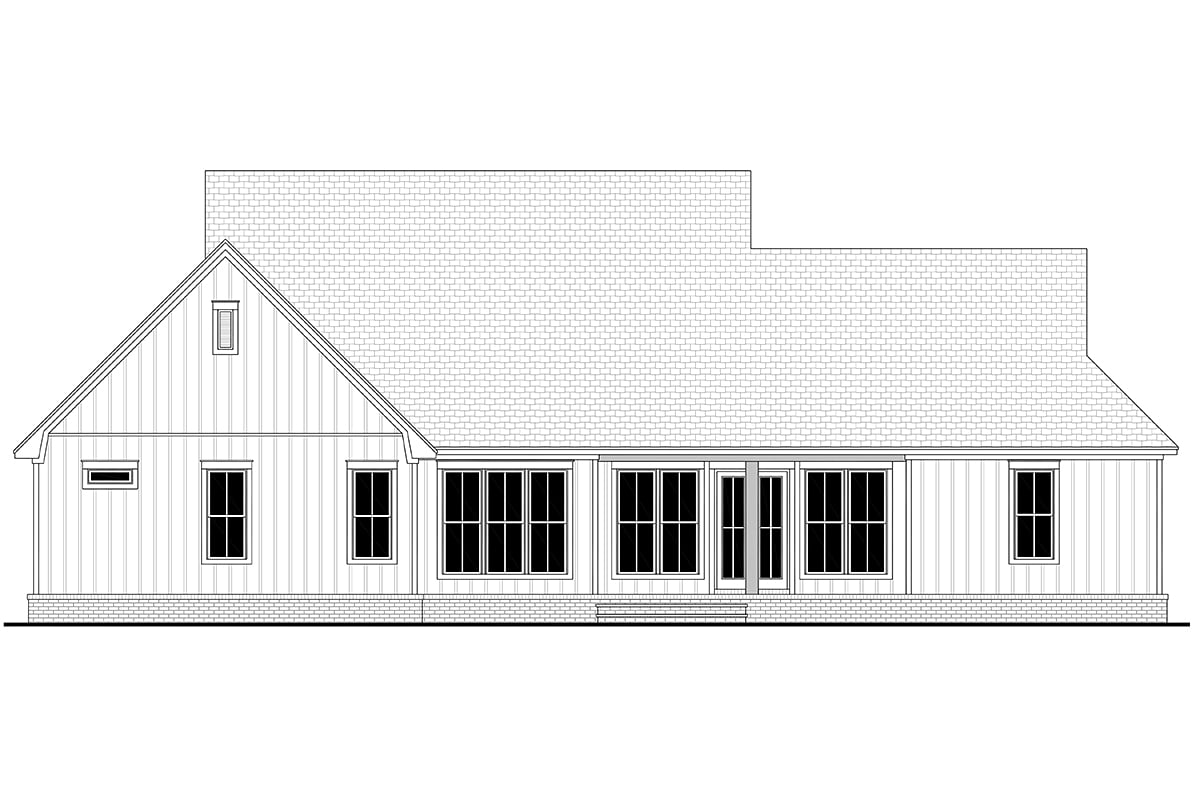 Country, Farmhouse, Traditional House Plan 80816 with 3 Beds, 3 Baths, 2 Car Garage Rear Elevation