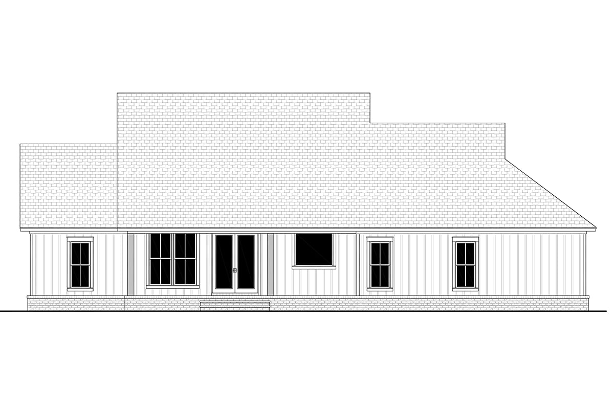 Country, Craftsman, Farmhouse, Traditional House Plan 80817 with 3 Beds, 3 Baths, 2 Car Garage Rear Elevation