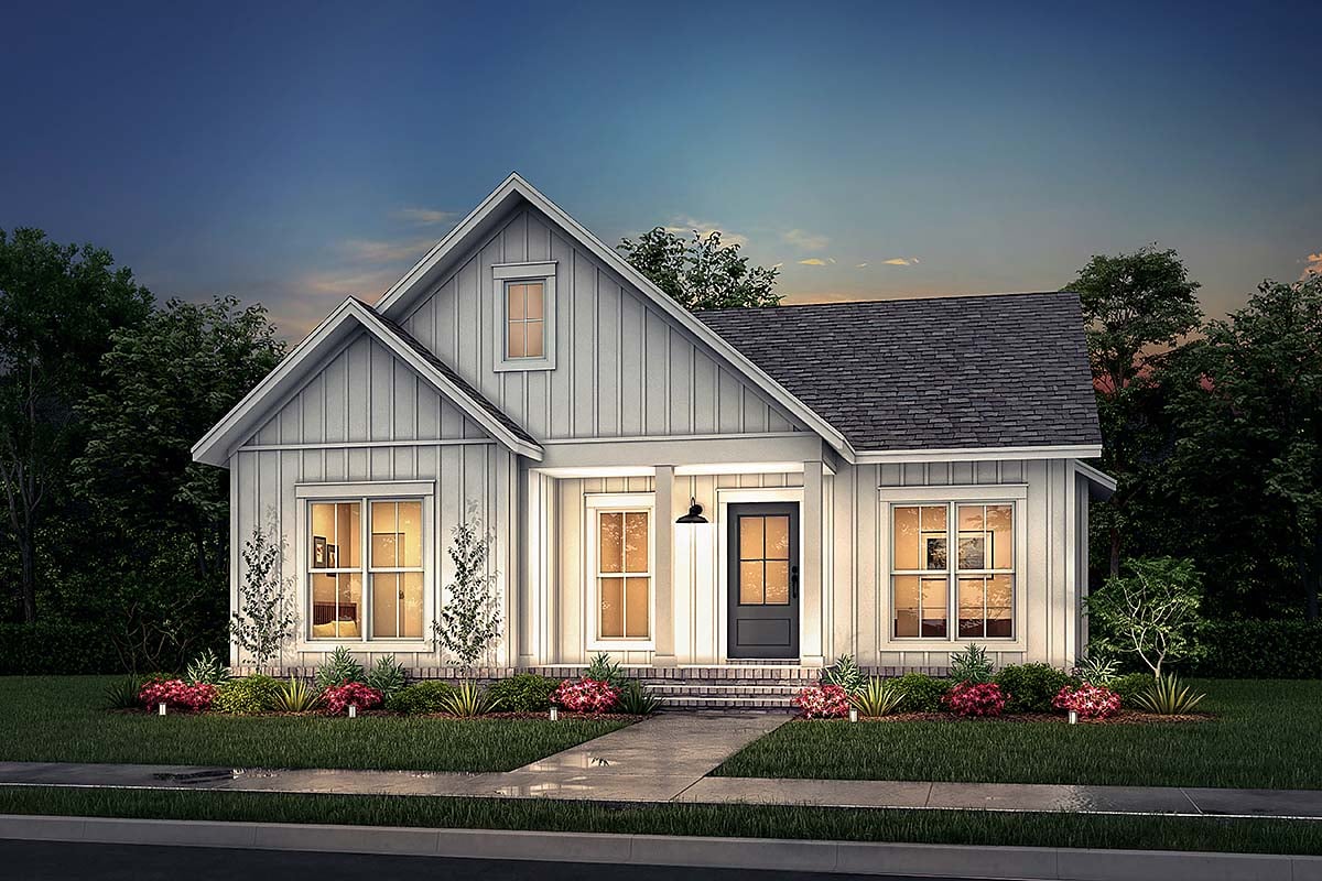 Cottage, Country, Craftsman, Farmhouse Plan with 1254 Sq. Ft., 2 Bedrooms, 2 Bathrooms Elevation