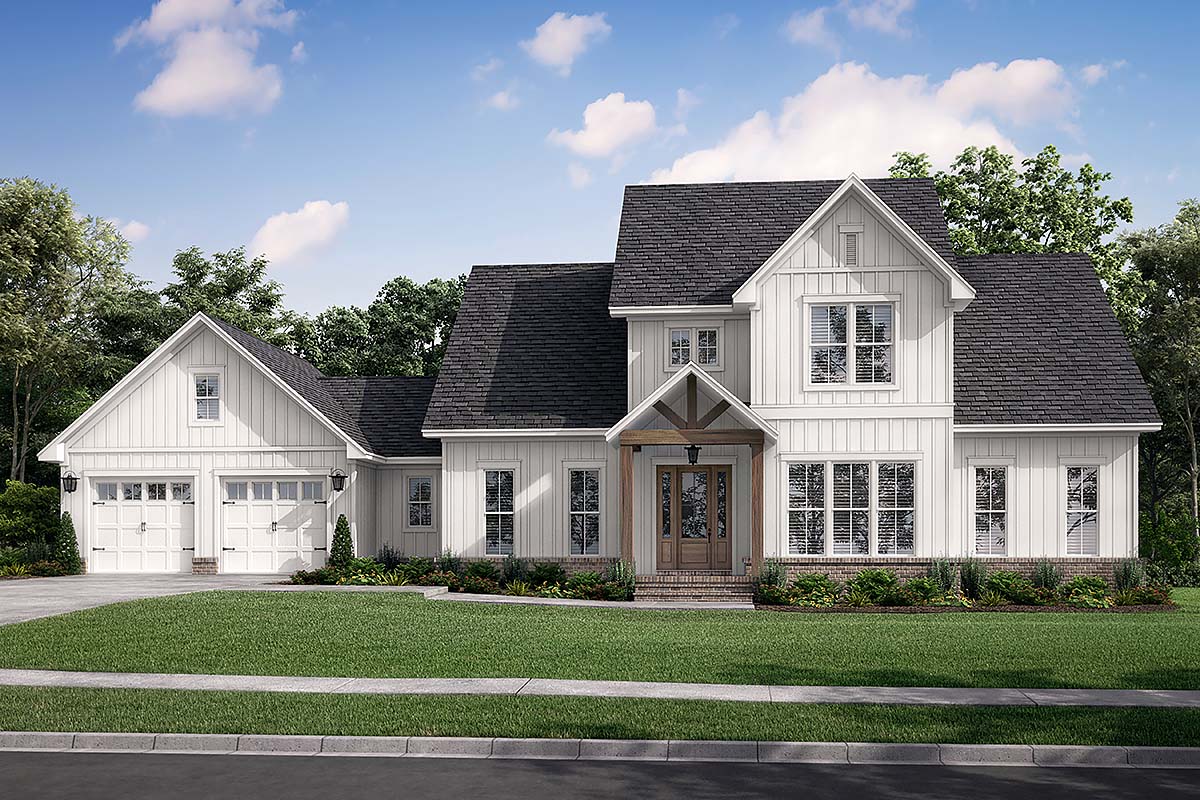 Country, Farmhouse, Southern, Traditional Plan with 3145 Sq. Ft., 4 Bedrooms, 4 Bathrooms, 2 Car Garage Elevation
