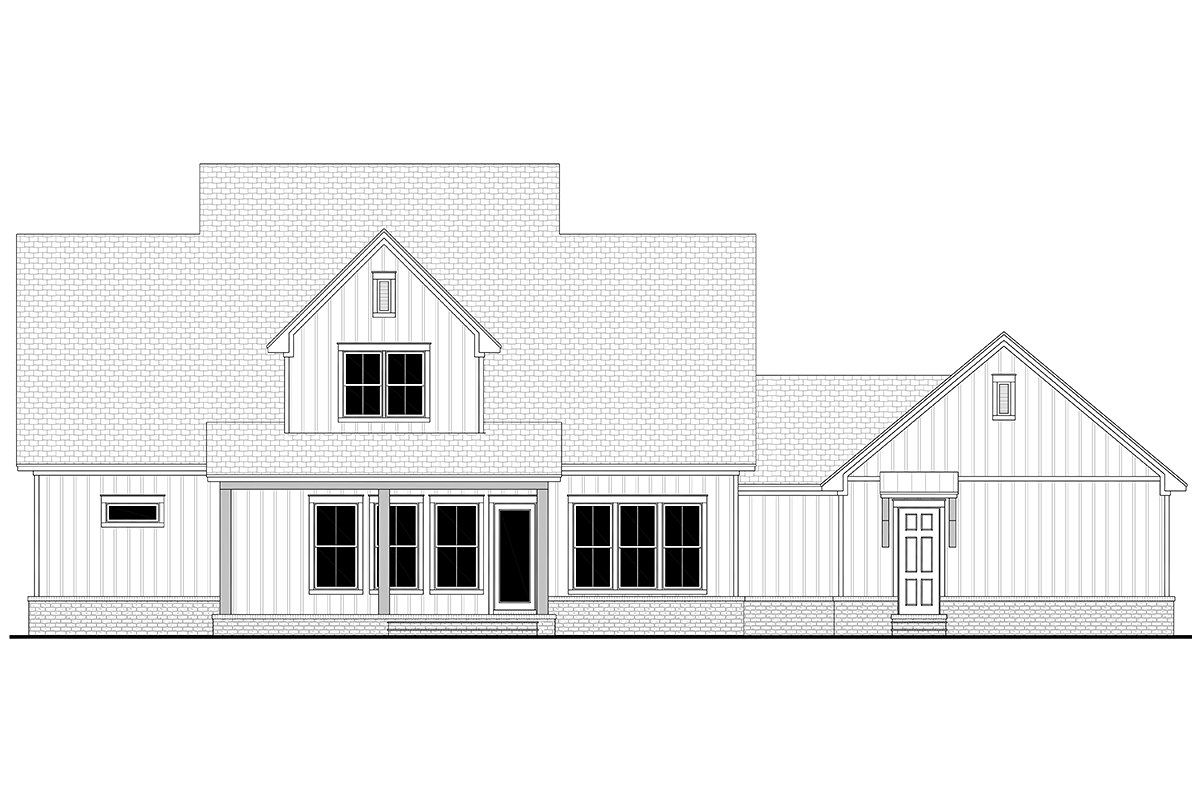 Country, Farmhouse, Southern, Traditional Plan with 3145 Sq. Ft., 4 Bedrooms, 4 Bathrooms, 2 Car Garage Rear Elevation