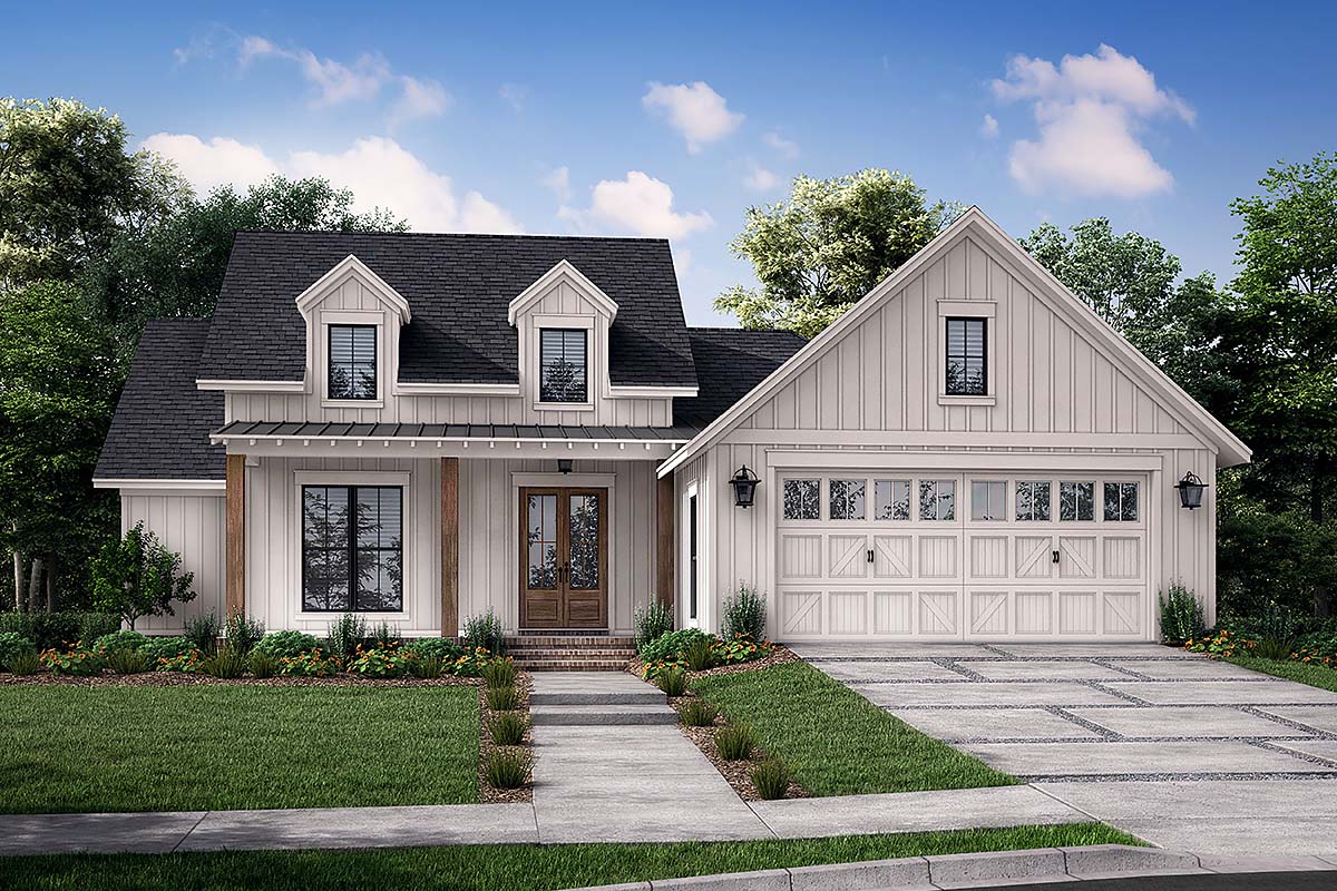 Country, Farmhouse, Traditional Plan with 1756 Sq. Ft., 3 Bedrooms, 2 Bathrooms, 2 Car Garage Elevation