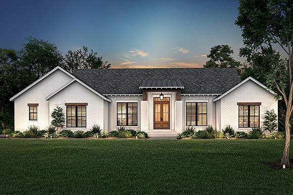 Contemporary, Ranch, Traditional House Plan 80824 with 3 Beds, 3 Baths, 2 Car Garage Elevation