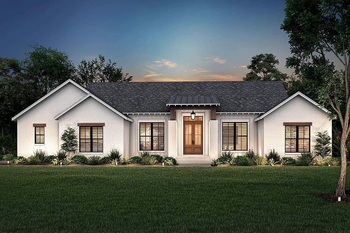 Contemporary, Ranch, Traditional Plan with 1998 Sq. Ft., 3 Bedrooms, 3 Bathrooms, 2 Car Garage Elevation