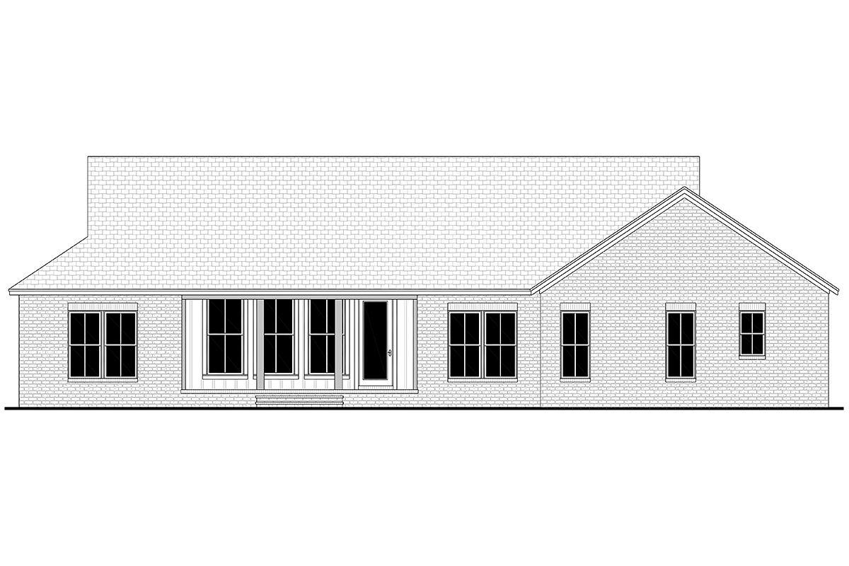 Contemporary, Ranch, Traditional Plan with 1998 Sq. Ft., 3 Bedrooms, 3 Bathrooms, 2 Car Garage Rear Elevation