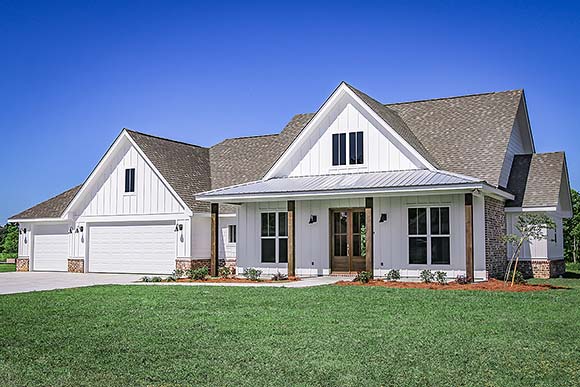 Cottage, Country, Farmhouse, Traditional House Plan 80831 with 3 Beds, 3 Baths, 3 Car Garage Elevation