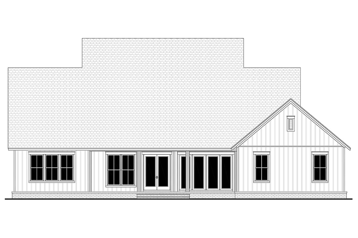 Country, Farmhouse, Southern, Traditional Plan with 3216 Sq. Ft., 4 Bedrooms, 4 Bathrooms, 2 Car Garage Rear Elevation