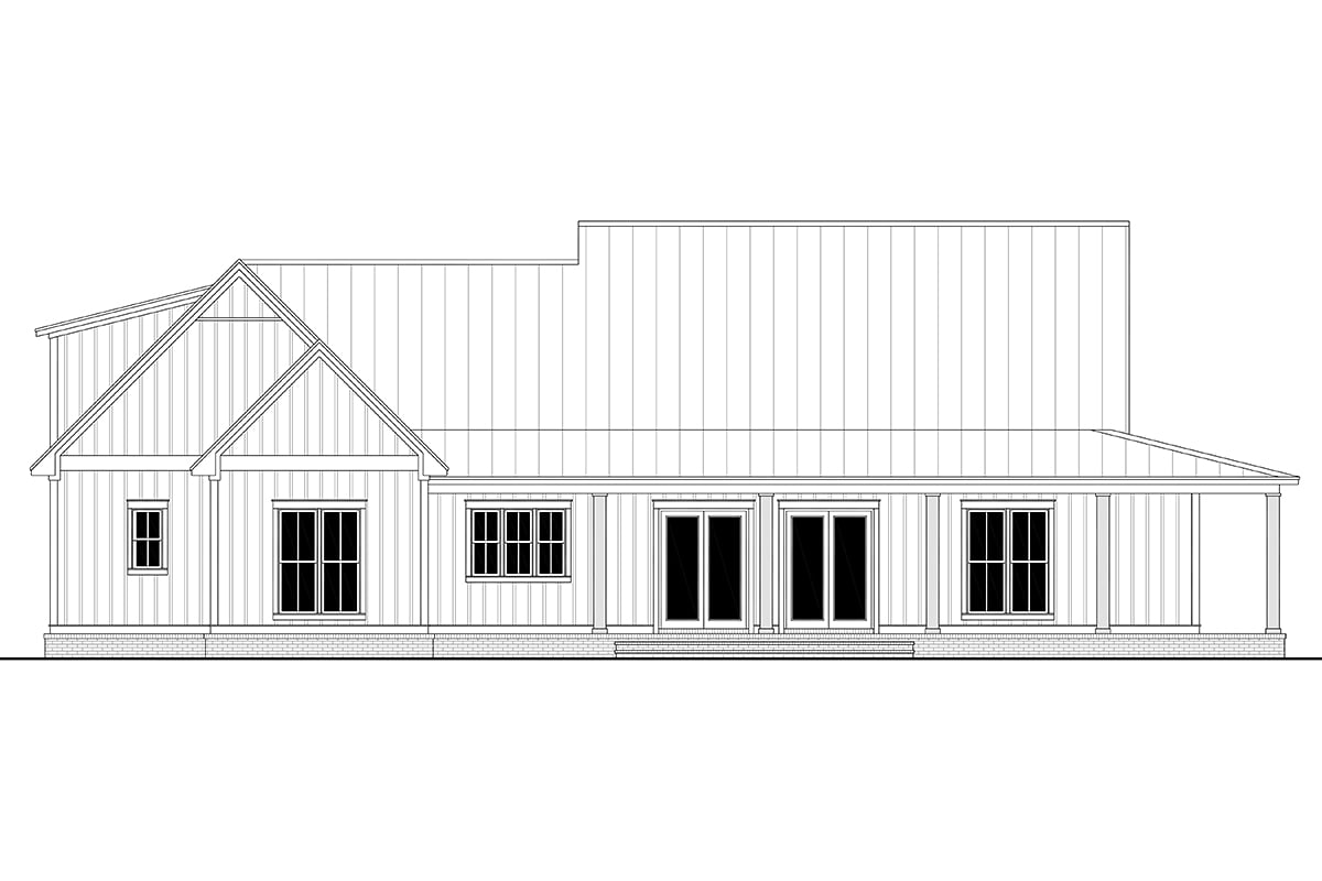 Country, Craftsman, Farmhouse Plan with 2428 Sq. Ft., 3 Bedrooms, 3 Bathrooms, 2 Car Garage Rear Elevation