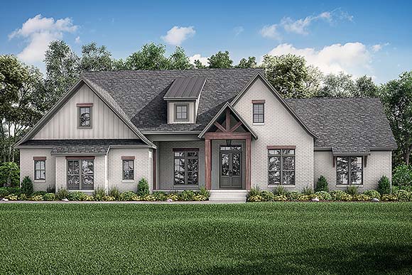 Country, Craftsman, Farmhouse, Traditional House Plan 80839 with 5 Beds, 4 Baths, 2 Car Garage Elevation