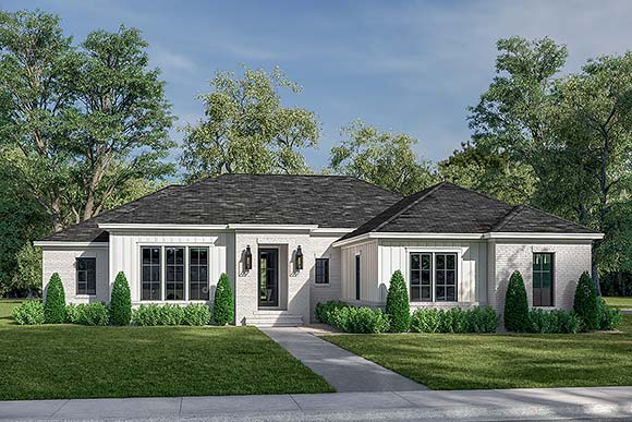 Contemporary, Traditional House Plan 80842 with 4 Beds, 4 Baths, 2 Car Garage Elevation