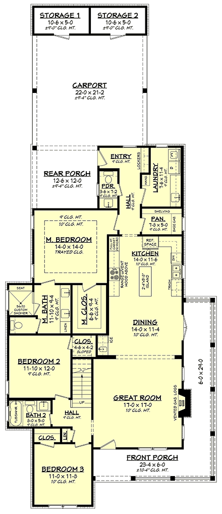 Farmhouse House Plan 80846 with 4 Beds, 4 Baths, 2 Car Garage First Level Plan