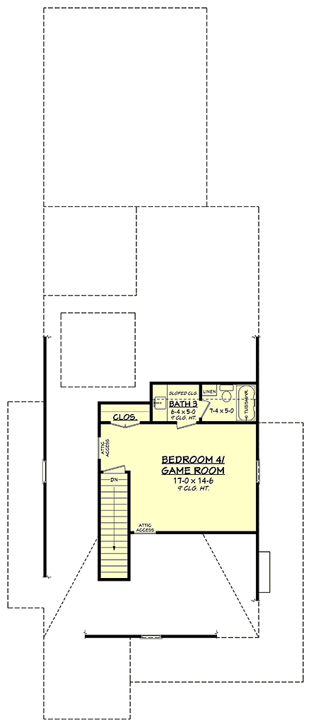 Farmhouse House Plan 80846 with 4 Beds, 4 Baths, 2 Car Garage Second Level Plan
