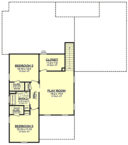 Farmhouse House Plan 80847 with 3 Beds, 3 Baths, 2 Car Garage Second Level Plan