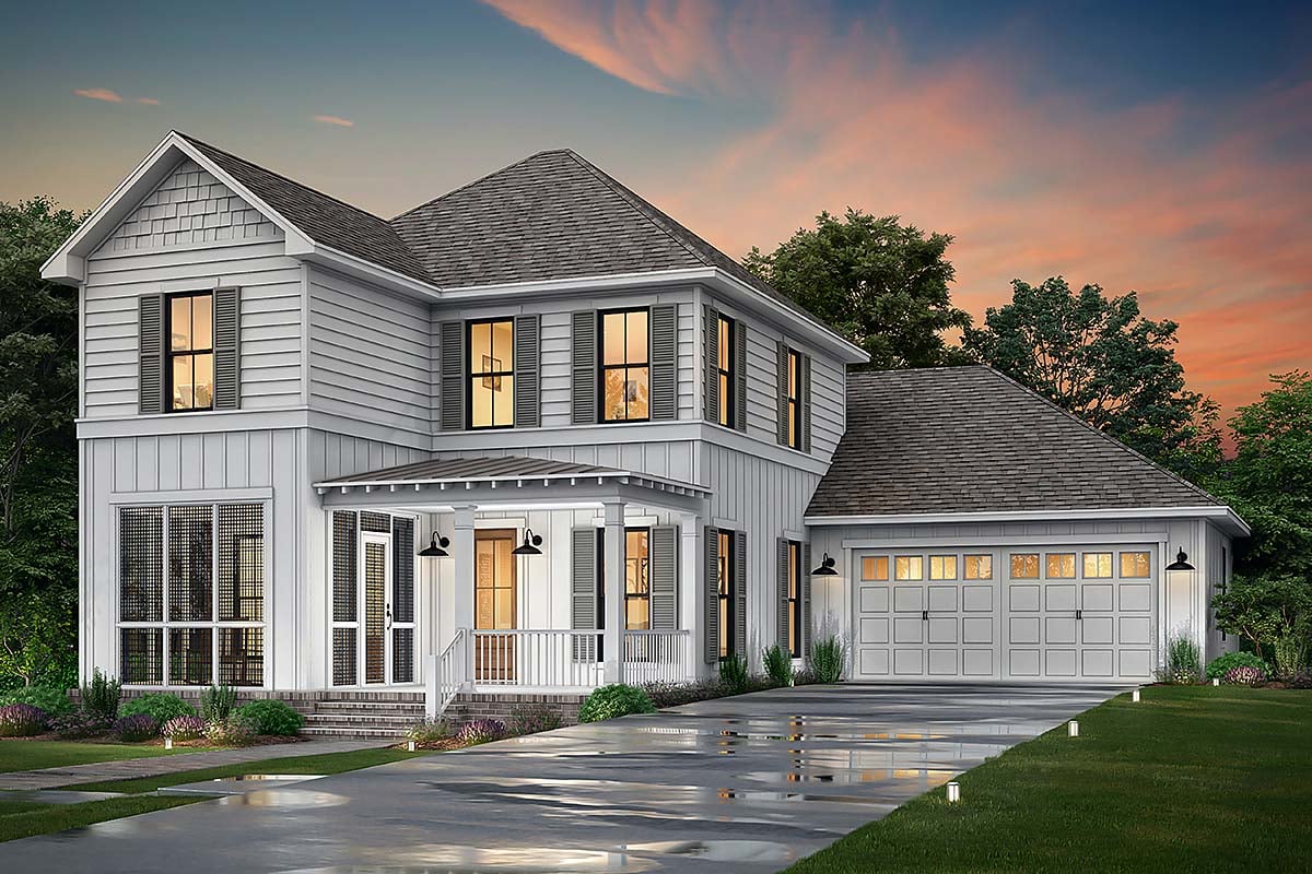 Farmhouse Plan with 2388 Sq. Ft., 3 Bedrooms, 3 Bathrooms, 2 Car Garage Elevation