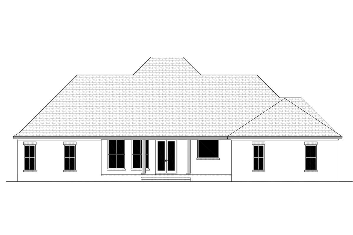 Country, Farmhouse, Traditional Plan with 2720 Sq. Ft., 4 Bedrooms, 4 Bathrooms, 3 Car Garage Rear Elevation