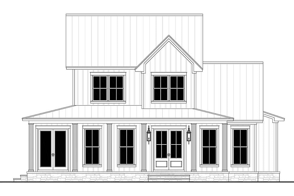 Farmhouse, French Country, Traditional Plan with 2628 Sq. Ft., 4 Bedrooms, 3 Bathrooms, 2 Car Garage Picture 4