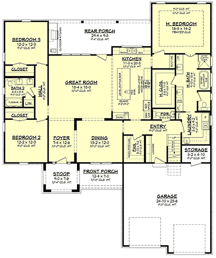 House Plan 80853 - Southern Style with 2241 Sq Ft, 3 Bed, 2 Bath,