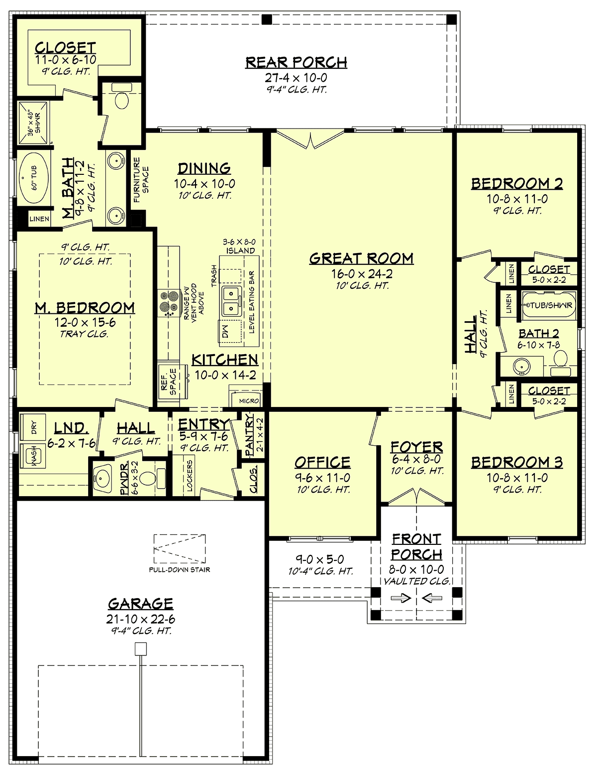 House Plan 80856 - Traditional Style with 1828 Sq Ft, 3 Bed, 2 Ba