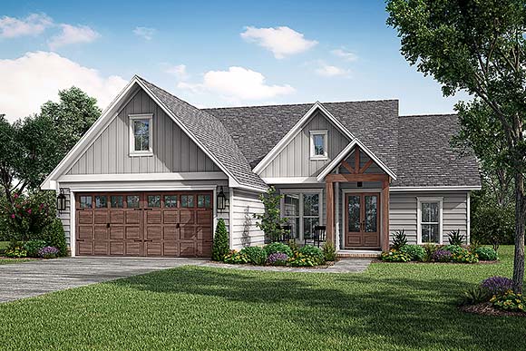 Country, Farmhouse, One-Story, Traditional House Plan 80856 with 3 Beds, 3 Baths, 2 Car Garage Elevation