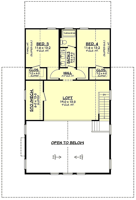 Barndominium, Country, Farmhouse, Southern House Plan 80860 with 4 Beds, 4 Baths Second Level Plan