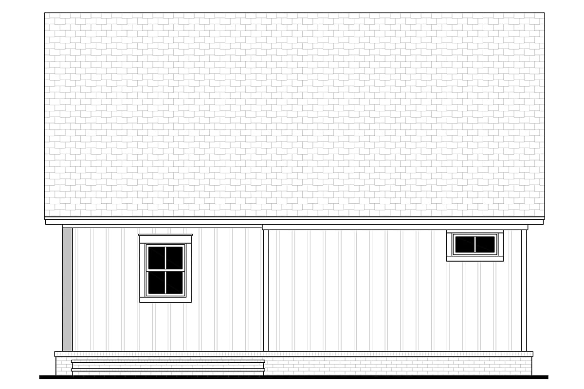 Cabin, Cottage, Country, Craftsman, One-Story, Southern, Traditional Plan with 780 Sq. Ft., 1 Bedrooms, 1 Bathrooms Rear Elevation