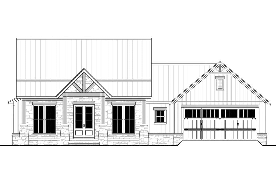 Country, Farmhouse, Traditional Plan with 1698 Sq. Ft., 3 Bedrooms, 3 Bathrooms, 2 Car Garage Picture 4