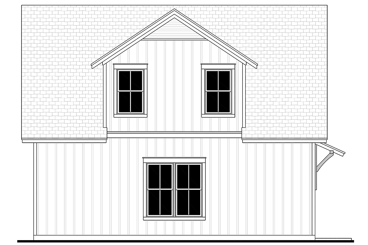 Country, Craftsman, Farmhouse, Southern Plan with 525 Sq. Ft., 1 Bedrooms, 1 Bathrooms, 2 Car Garage Rear Elevation