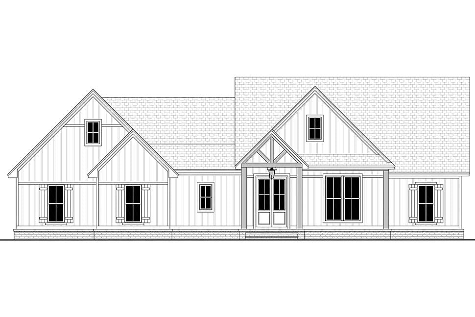 Country, Craftsman, Farmhouse, Traditional Plan with 2092 Sq. Ft., 4 Bedrooms, 2 Bathrooms, 2 Car Garage Picture 4
