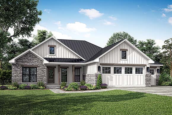 Country, Farmhouse, Traditional House Plan 80869 with 3 Beds, 2 Baths, 3 Car Garage Elevation