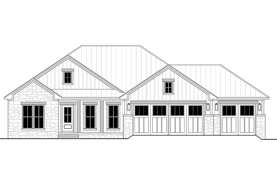 Country, Farmhouse, Traditional Plan with 1498 Sq. Ft., 3 Bedrooms, 2 Bathrooms, 3 Car Garage Picture 4