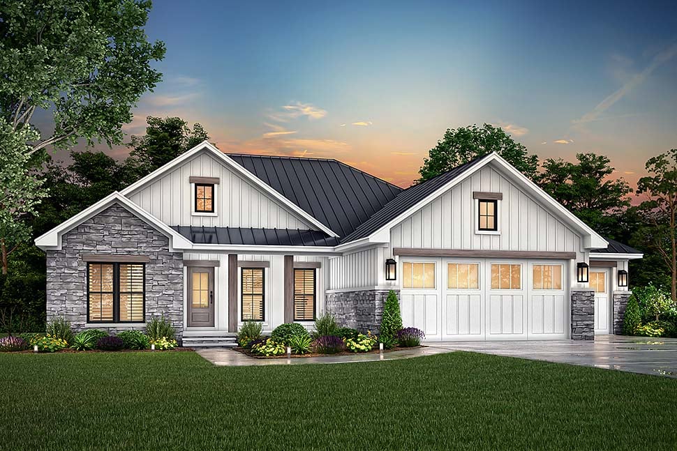 Country, Farmhouse, Traditional Plan with 1498 Sq. Ft., 3 Bedrooms, 2 Bathrooms, 3 Car Garage Picture 5