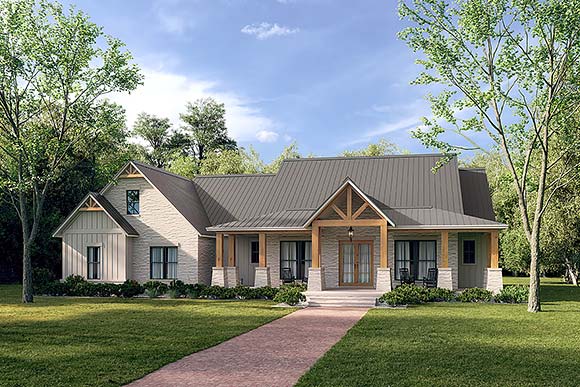 Country, Farmhouse, Traditional House Plan 80872 with 4 Beds, 4 Baths, 3 Car Garage Elevation