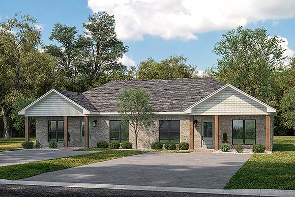 Country, Farmhouse, Traditional Multi-Family Plan 80877 with 4 Beds, 4 Baths Elevation