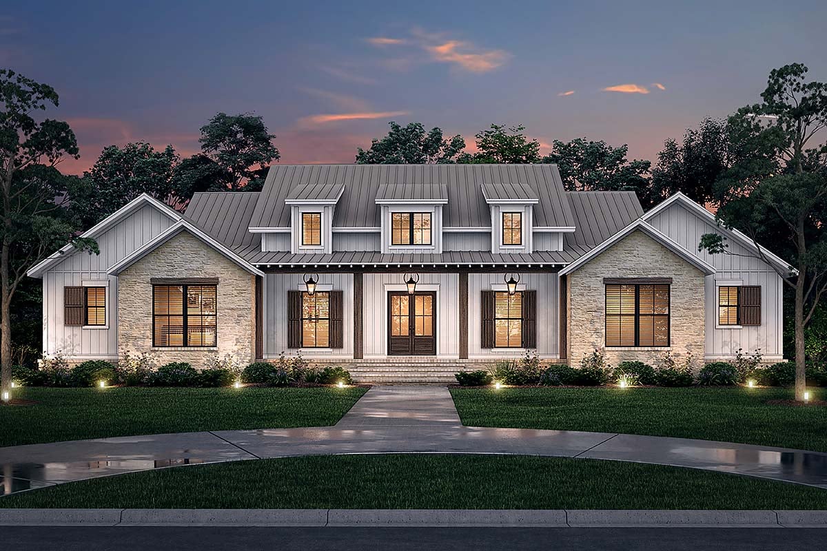 Farmhouse, Traditional House Plan 80880 with 4 Beds, 4 Baths, 2 Car Garage Elevation