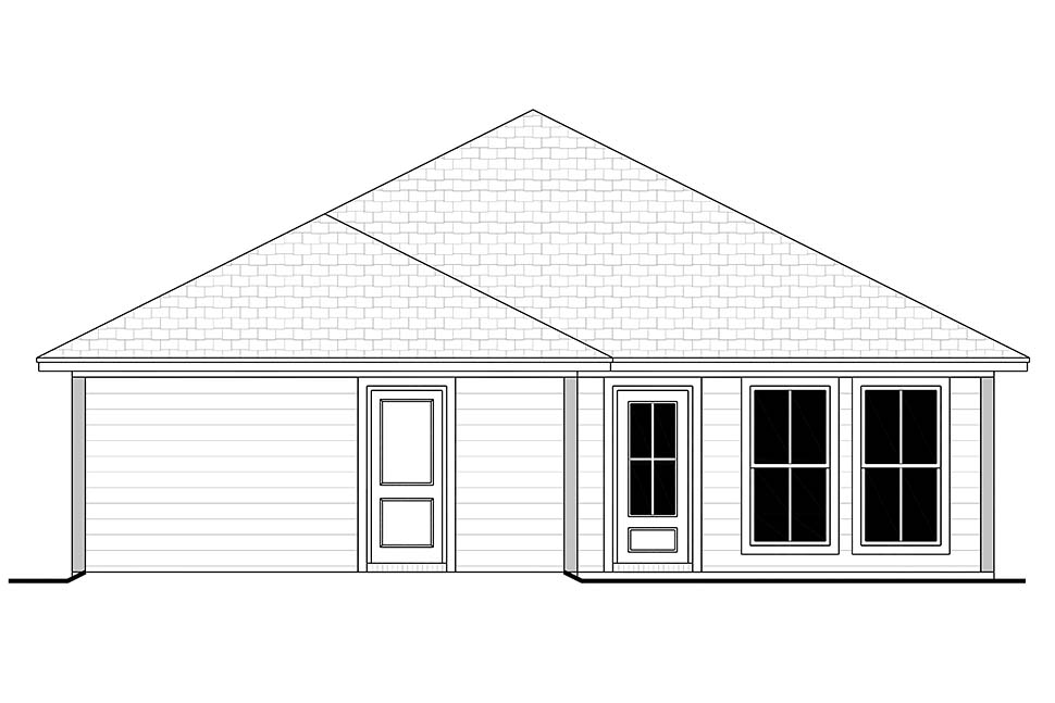 Country, Ranch, Traditional Plan with 1296 Sq. Ft., 3 Bedrooms, 2 Bathrooms, 2 Car Garage Picture 4
