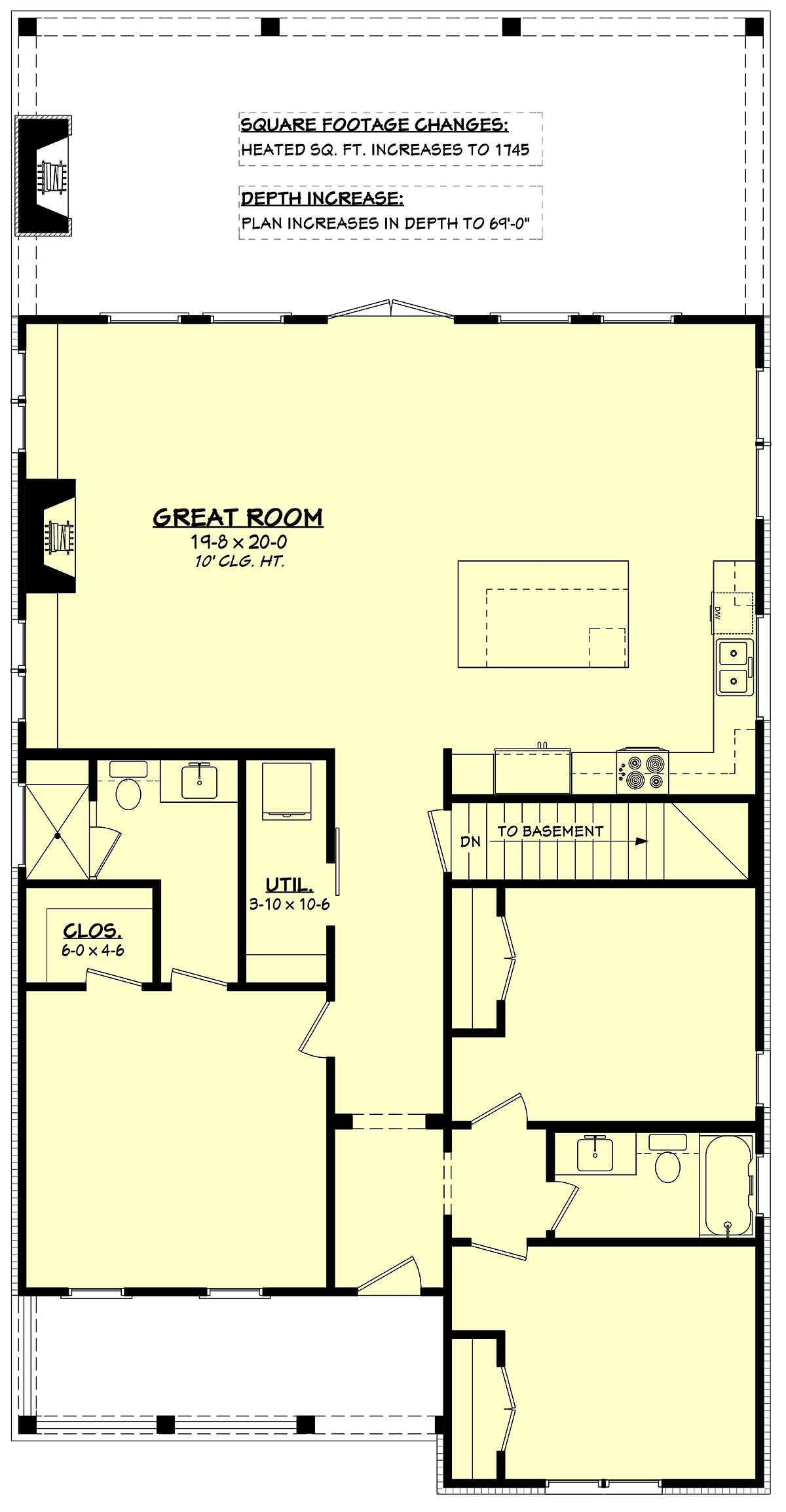 Cabin, Cottage, Country, Craftsman, Southern House Plan 80883 with 3 Beds, 2 Baths Alternate Level One