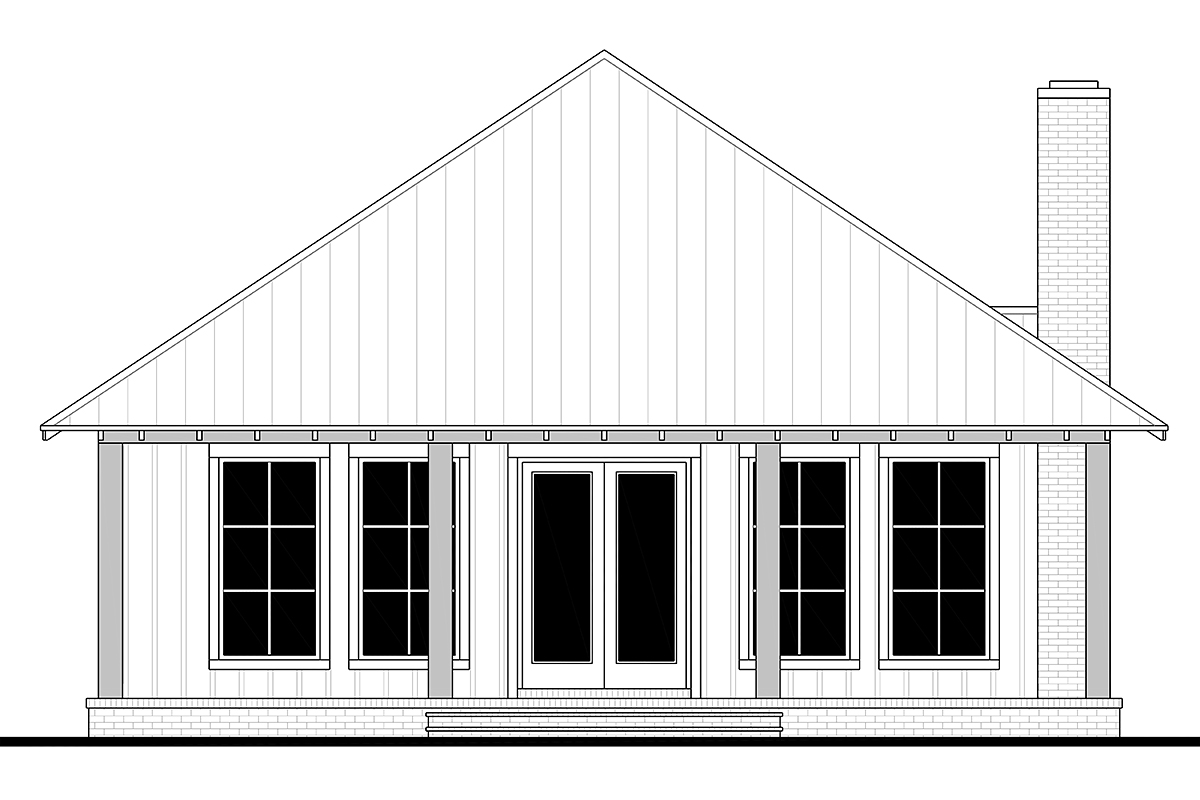Cabin, Cottage, Country, Craftsman, Southern House Plan 80883 with 3 Beds, 2 Baths Rear Elevation