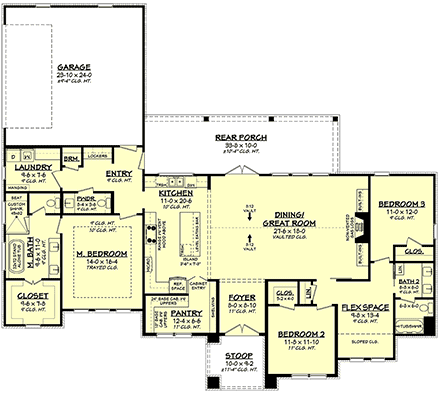 Contemporary, Southern, Traditional House Plan 80885 with 3 Beds, 3 Baths, 2 Car Garage First Level Plan