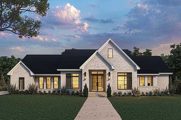 Contemporary, Southern, Traditional House Plan 80885 with 3 Beds, 3 Baths, 2 Car Garage Elevation